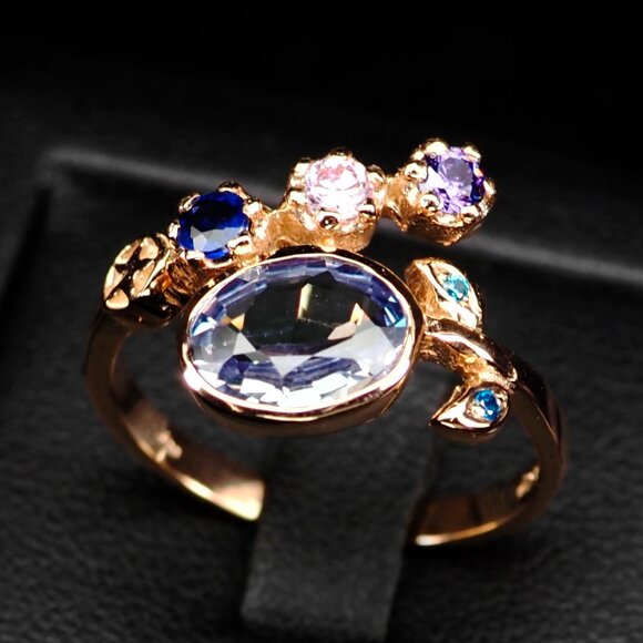 Exquisite Color Changing Sapphire Rare 3.20Ct 925 Sterling Silver Ring Size 7 - Picture 4 of 7